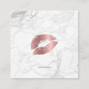 PixDezines Kiss Kiss Rose Gold Lips Square Business Card