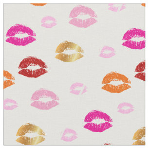 PixDezines Kiss, Kiss with Golden Lips Fabric