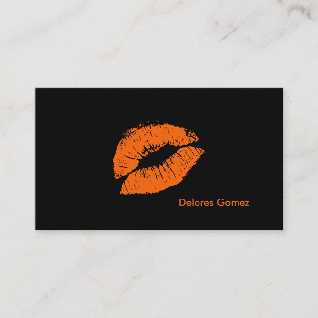 PixDezines kiss orange lips Business Card (Front)