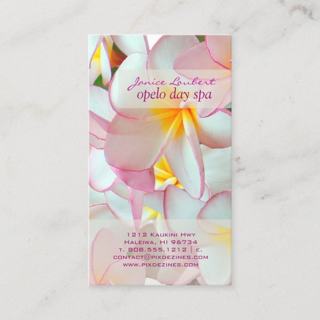 PixDezines KONA PINK PLUMERIAS Business Card (Front)