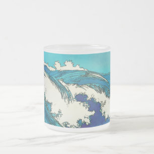 PixDezines konen uehara ocean waves, 上原 Frosted Glass Coffee Mug