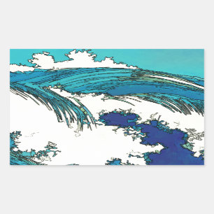 PixDezines konen uehara ocean waves, 上原 Rectangular Sticker