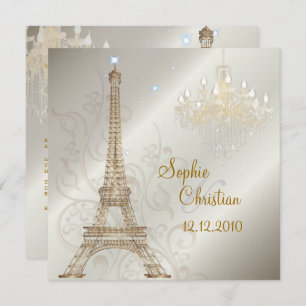 PixDezines LA TOUR EIFFEL/PARIS/CRYSTAL CHANDELIER Invitation