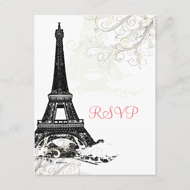 PixDezines la tour eiffel/paris Invitation Postcard (Front)
