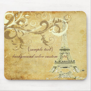 PixDezines La Tour Eiffel+Swirls, Faux Parchment Mouse Mat