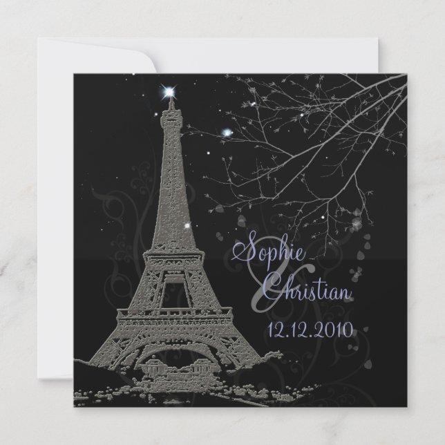 PixDezines La Tour Eiffel+Swirls Invitation (Front)