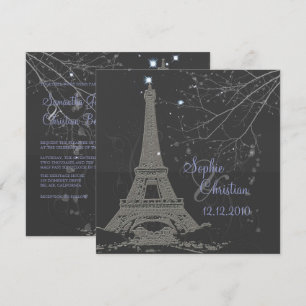 PixDezines La Tour Eiffel+Swirls Invitation