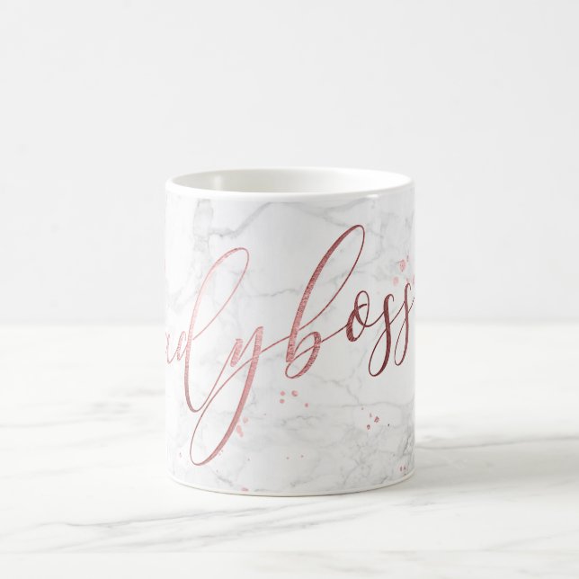 PixDezines LADYBOSS Marble+Faux Rose Gold/Script Coffee Mug (Center)