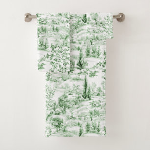 PixDezines Landscape Chinoiserie, Forest Green Bath Towel Set