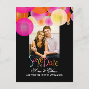 PixDezines lanterns save the date Announcement Postcard