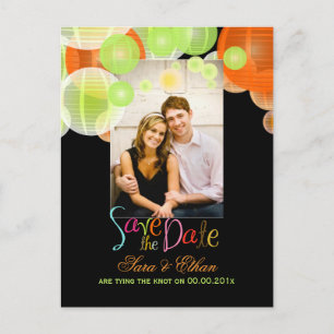 PixDezines lanterns save the date Announcement Postcard