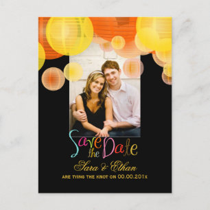 PixDezines lanterns save the date Announcement Postcard