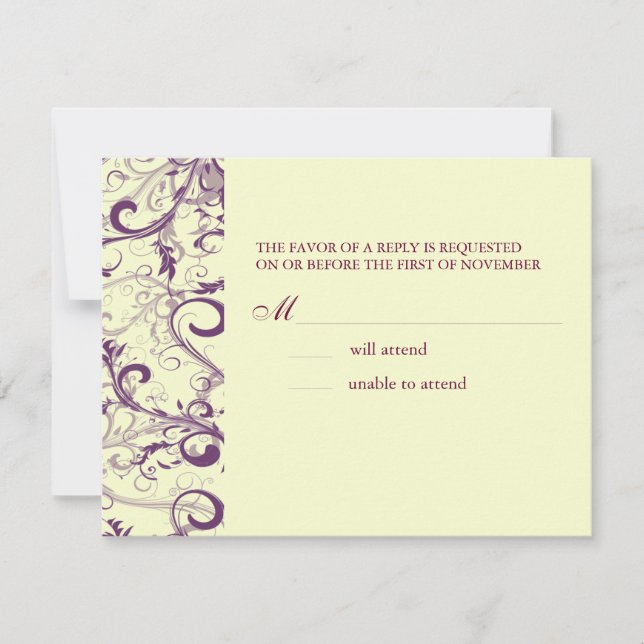 PixDezines LARGE RSVP, PLUM SWIRLSDIY background RSVP Card (Front)