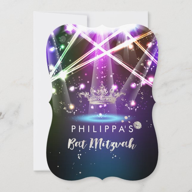 PixDezines Laser Lights/Faux Silver Crown Invitation (Front)