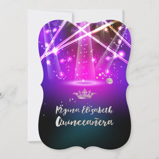PixDezines Laser Lights Quinceanera/Sweet 15 Invitation (Front)