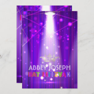 PixDezines Laser / Neon Lights Bat Mitzvah Invitation