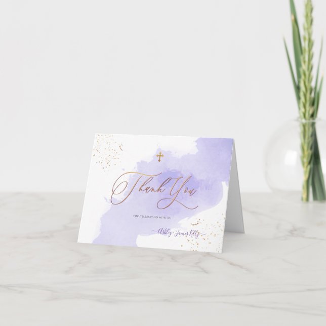 PixDezines Lavender Watercolor Thank You Card  (Front)