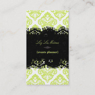 PixDezines Lemon lime Olivia Damask/diy background Business Card