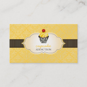 PixDezines lemon lime swirls cupcake+pinstripes Business Card