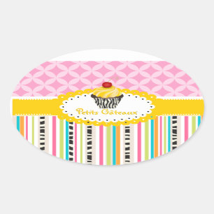 PixDezines lemon swirls cupcake/DIY colour Oval Sticker