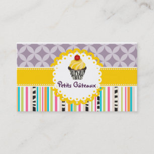PixDezines lemon swirls cupcake+stripes Business Card