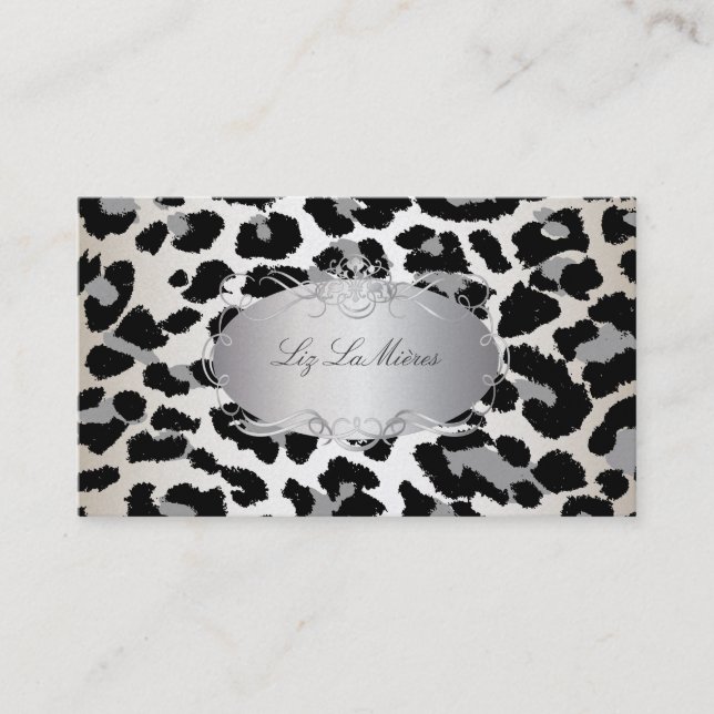 PixDezines leopard/champagne Business Card (Front)