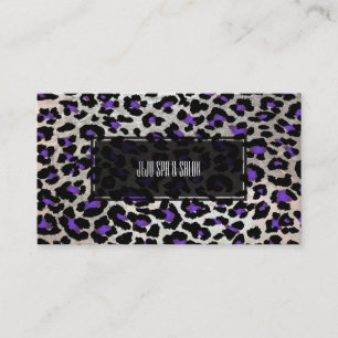 PixDezines leopard/electric purple/faux silver Business Card