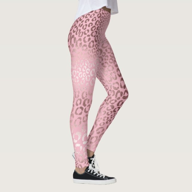 PixDezines Leopard/Faux Rose Gold/DIY background Leggings (Right)