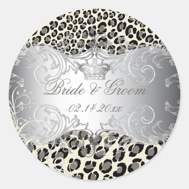 PixDezines Leopard+pearl swirls wedding stickers (Front)