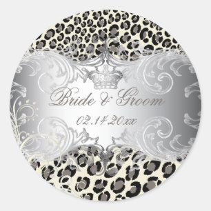 PixDezines Leopard+pearl swirls wedding stickers