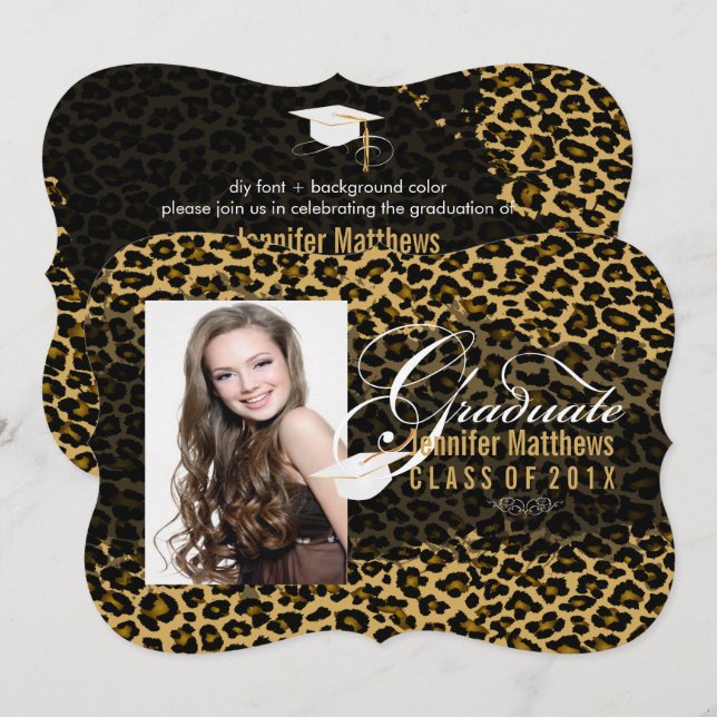 PixDezines Leopard Print Graduation Invitation (Front/Back)