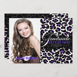 PixDezines Leopard Print Graduation, Purple Invitation