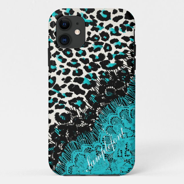 PixDezines leopard spots/faux lace Case-Mate iPhone Case (Back)