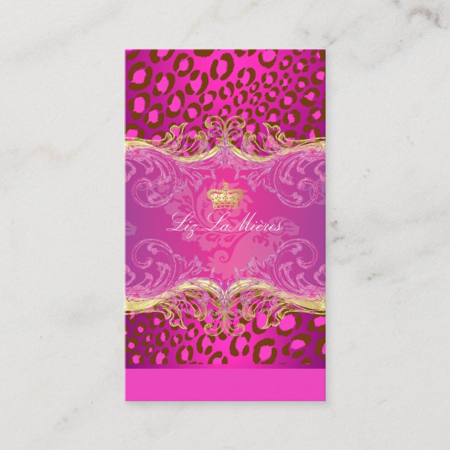 PixDezines Leopard spots / framboise Business Card (Front)