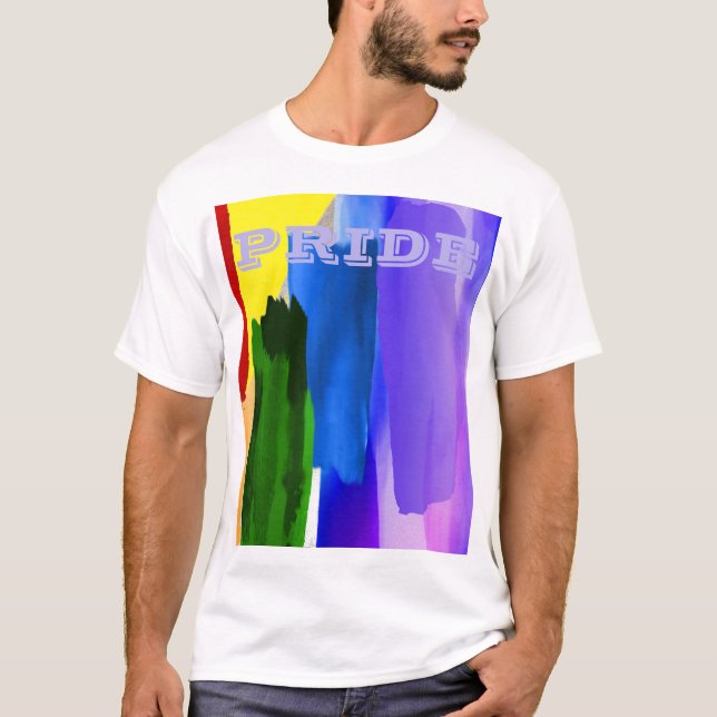 PixDezines LGBT Brushed Watercolor Rainbow T-Shirt (Front)