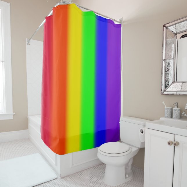 PixDezines LGBT Rainbow Shower Curtain (In Situ)