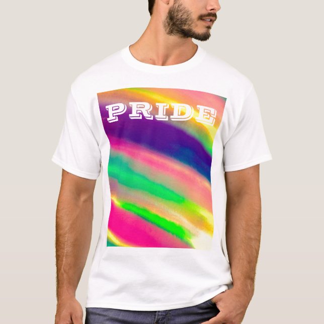 PixDezines LGBT Watercolor Rainbow Pride T-Shirt (Front)
