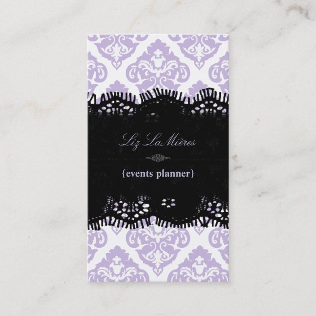 PixDezines Lilac Olivia Damask/diy background Business Card (Front)
