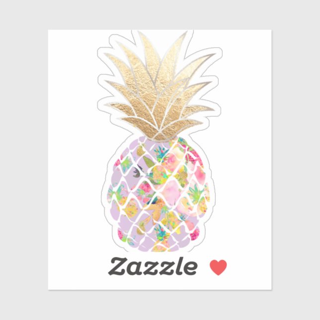 PixDezines Lilac Purple Aloha Pineapple Faux Gold (Sheet)