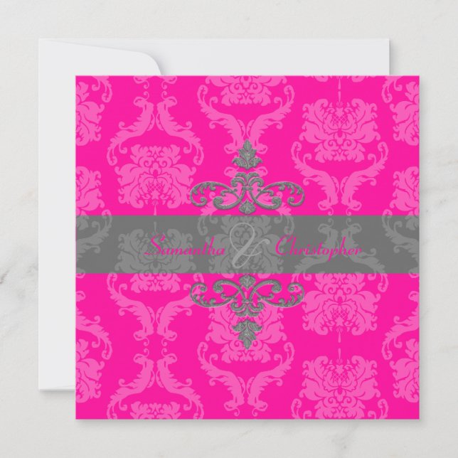 PixDezines Liliana Damask, customisable background Invitation (Front)