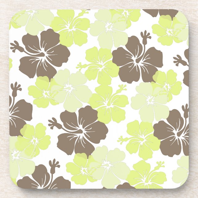 PixDezines lime hibiscus/diy background Coaster (Front)