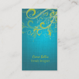 PixDezines lime swirls/faux linen Business Card