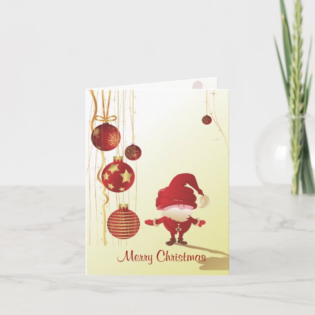 PixDezines Little Santa+Christmas Oranments Holiday Card (Front)