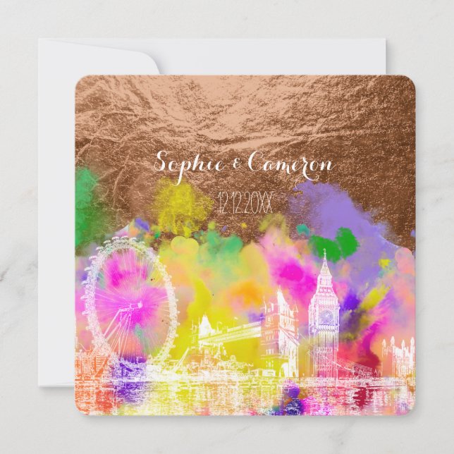 PixDezines LONDON COLOR RUN/FAUX COPPER Invitation (Front)