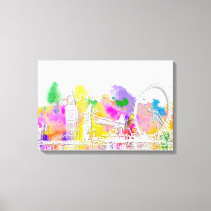PixDezines london colour run, eiffel tower Canvas Print