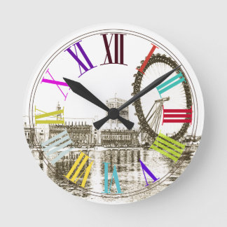 PixDezines london eye/DIY background colour Round Clock