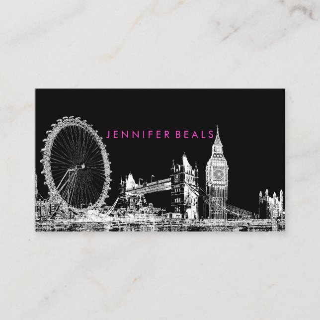 PixDezines london eye skyline ♥ Business Card (Front)
