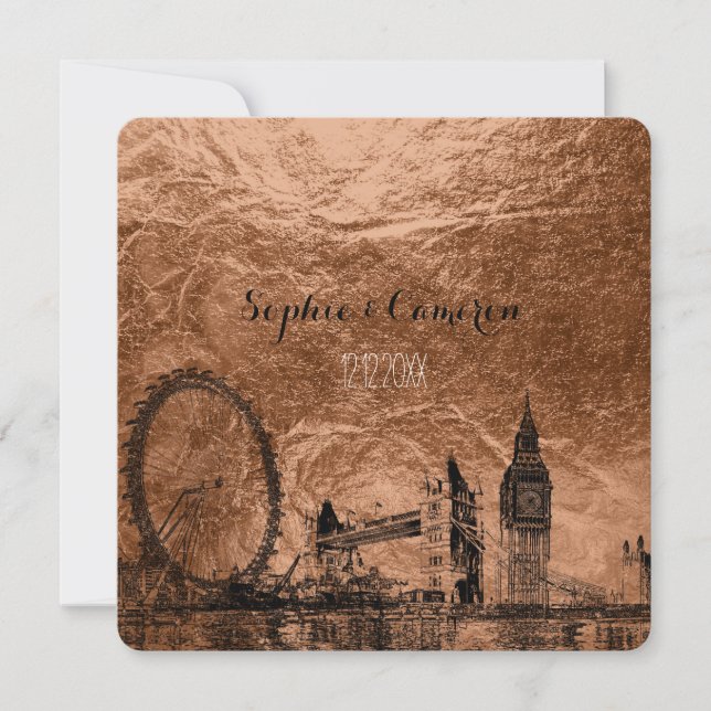 PixDezines london urban/faux copper background Invitation (Front)