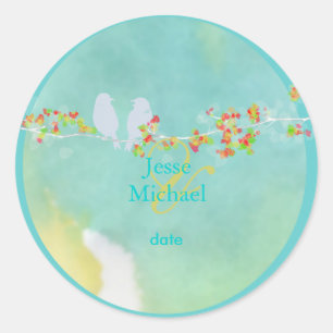 PixDezines Love Birds Classic Round Sticker