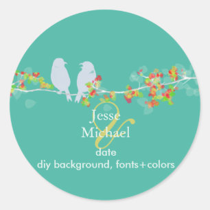 PixDezines Love Birds Classic Round Sticker